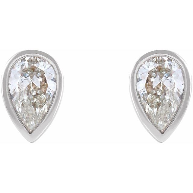 14KW/ 1/10 CTW Diamond/Pear Shaped/Micro Bezel-Set Earrings