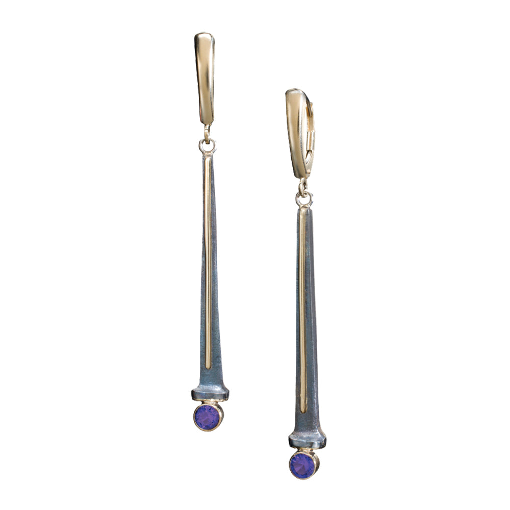 REALSTEEL — Tear Drop Purple Sapphire Earrings