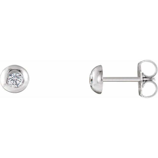 14K White 1/8 CTW Diamond Domed Stud Earrings