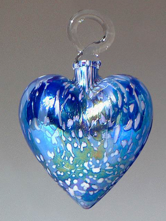 Heart Ornament: Small Winter Blue