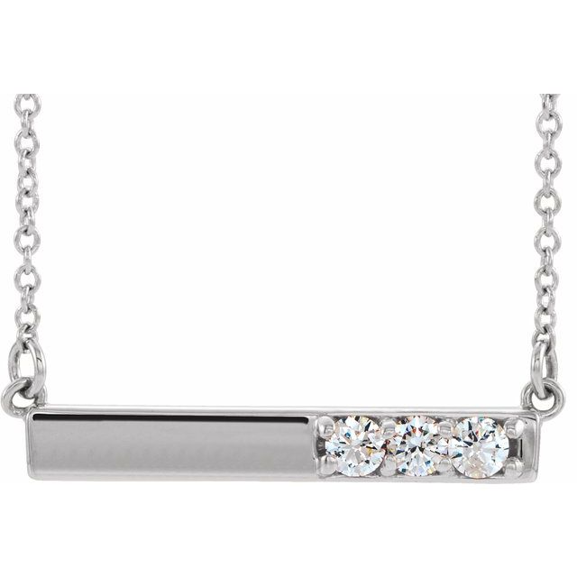 14KW/ 1/5 CTW Diamond Bar 16-18" Necklace