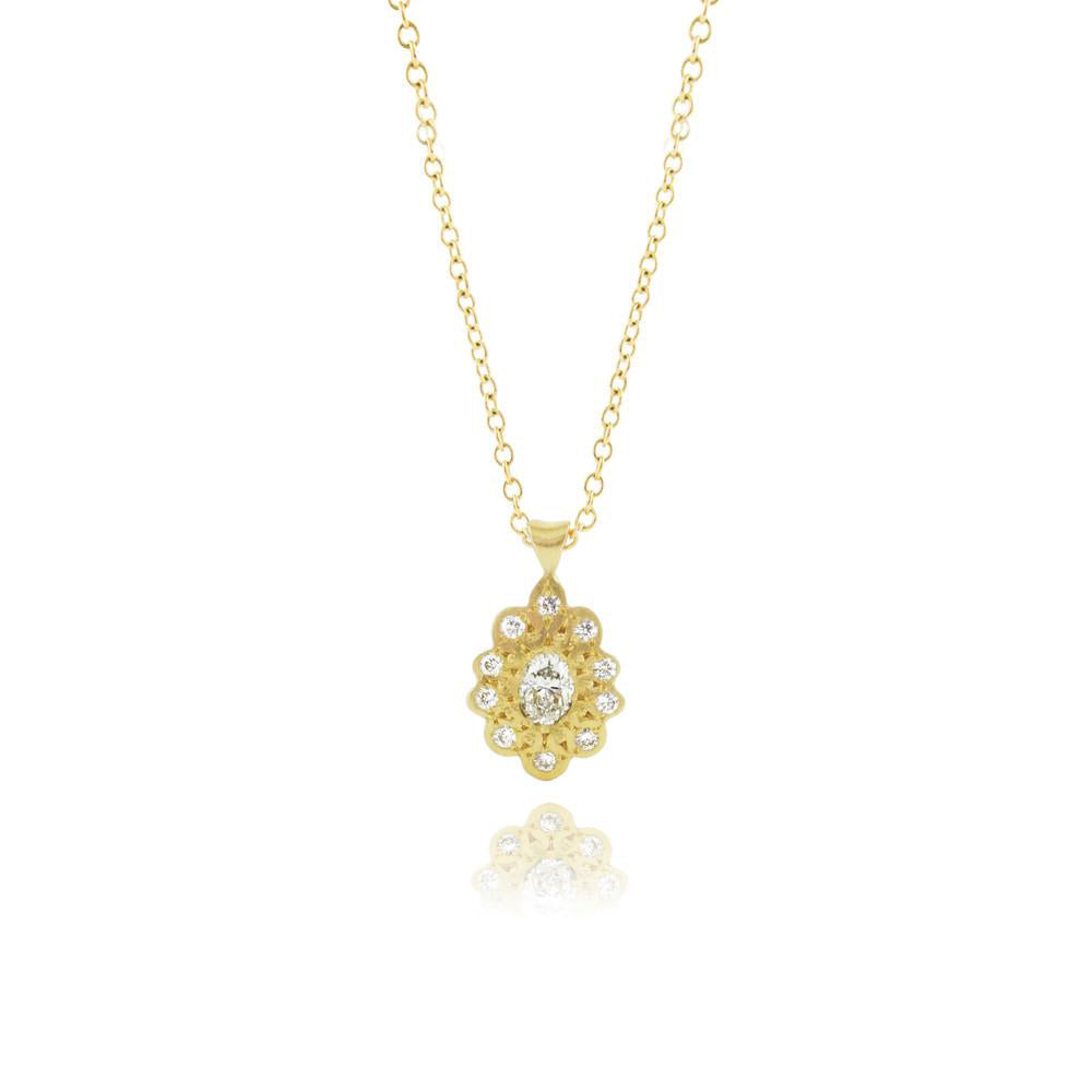 Oval Moonflower Charm Necklace