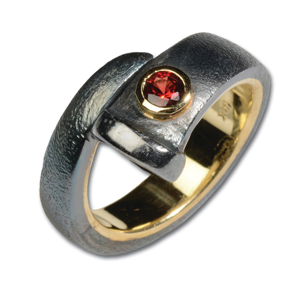 REALSTEEL — Bezel Set Red Stone Ring – R Grey Gallery